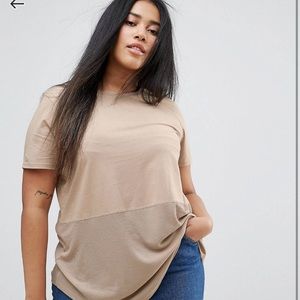 Asos curve Contrast ribbed panel t-shirt